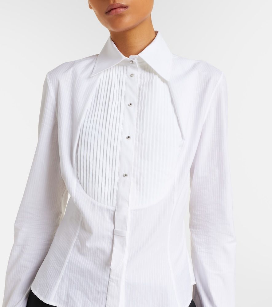 Plisse striped cotton tuxedo shirt - McQueen - Modalova