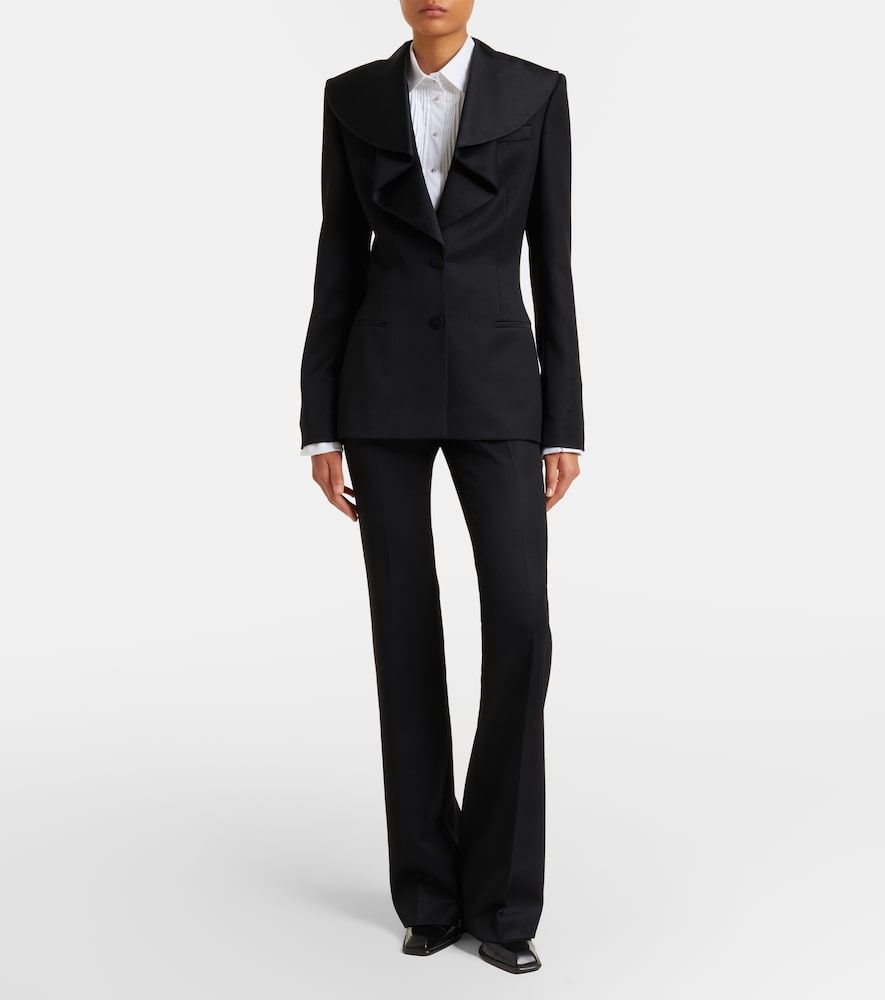 Plisse striped cotton tuxedo shirt - McQueen - Modalova
