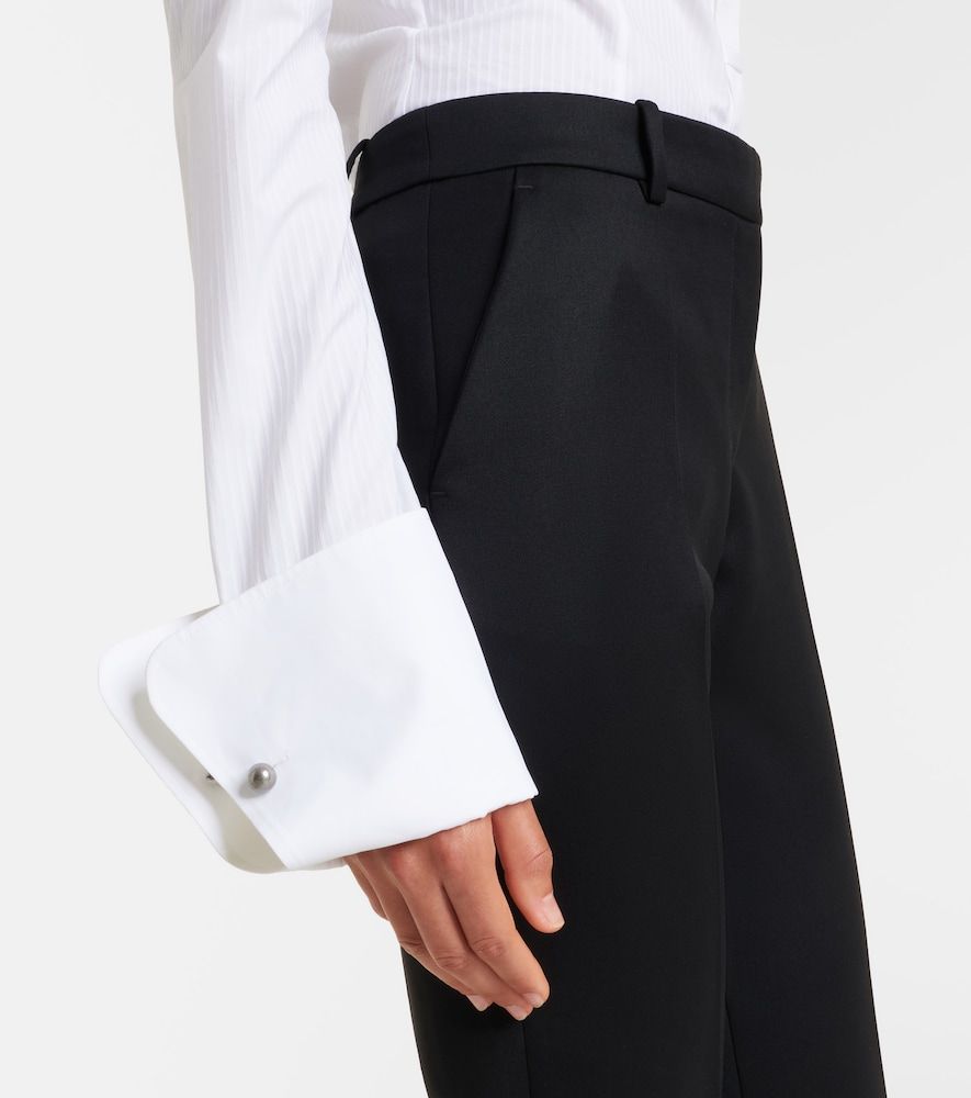 Plisse striped cotton tuxedo shirt - McQueen - Modalova