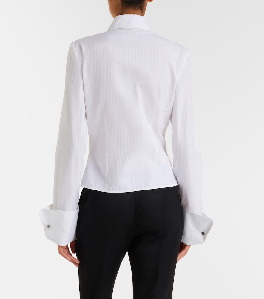 Plisse striped cotton tuxedo shirt - McQueen - Modalova