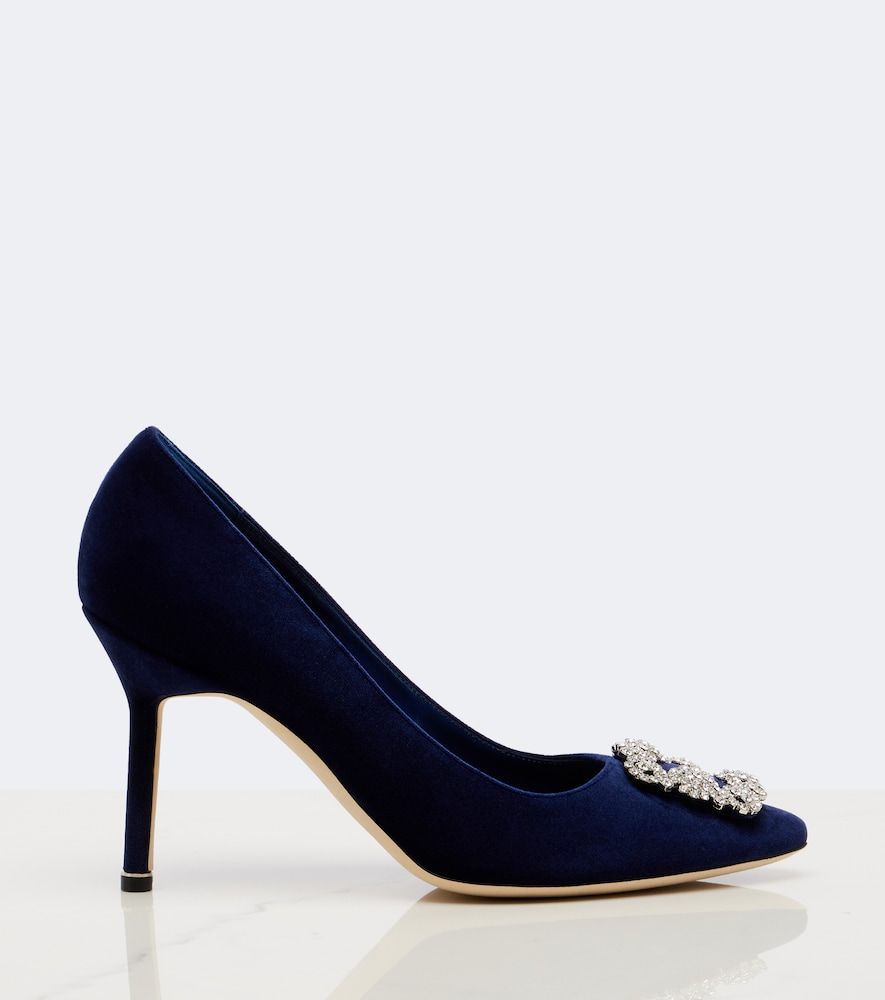 Pumps Hangisi 90 aus Samt mit Kristallen - Manolo Blahnik - Modalova