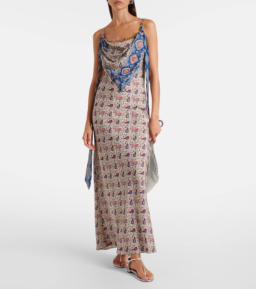 Abito sottoveste in raso con stampa paisley - Rabanne - Modalova