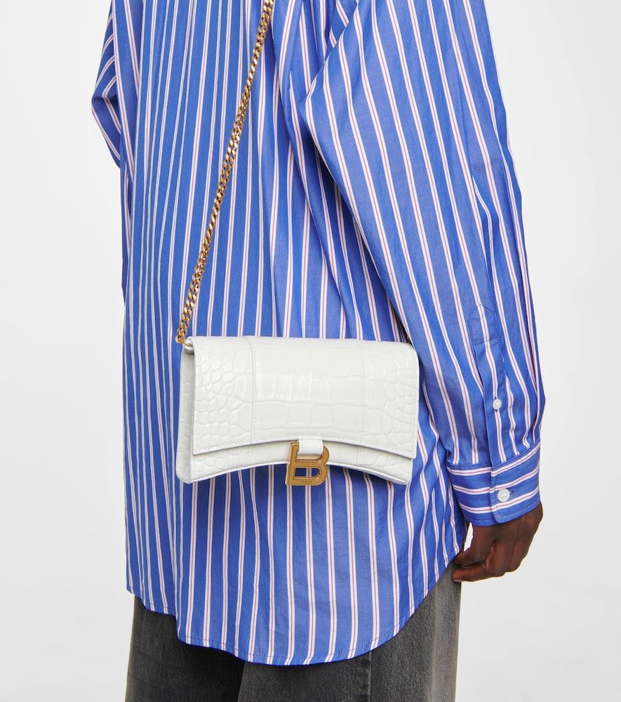 Hourglass leather wallet on chain - Balenciaga - Modalova