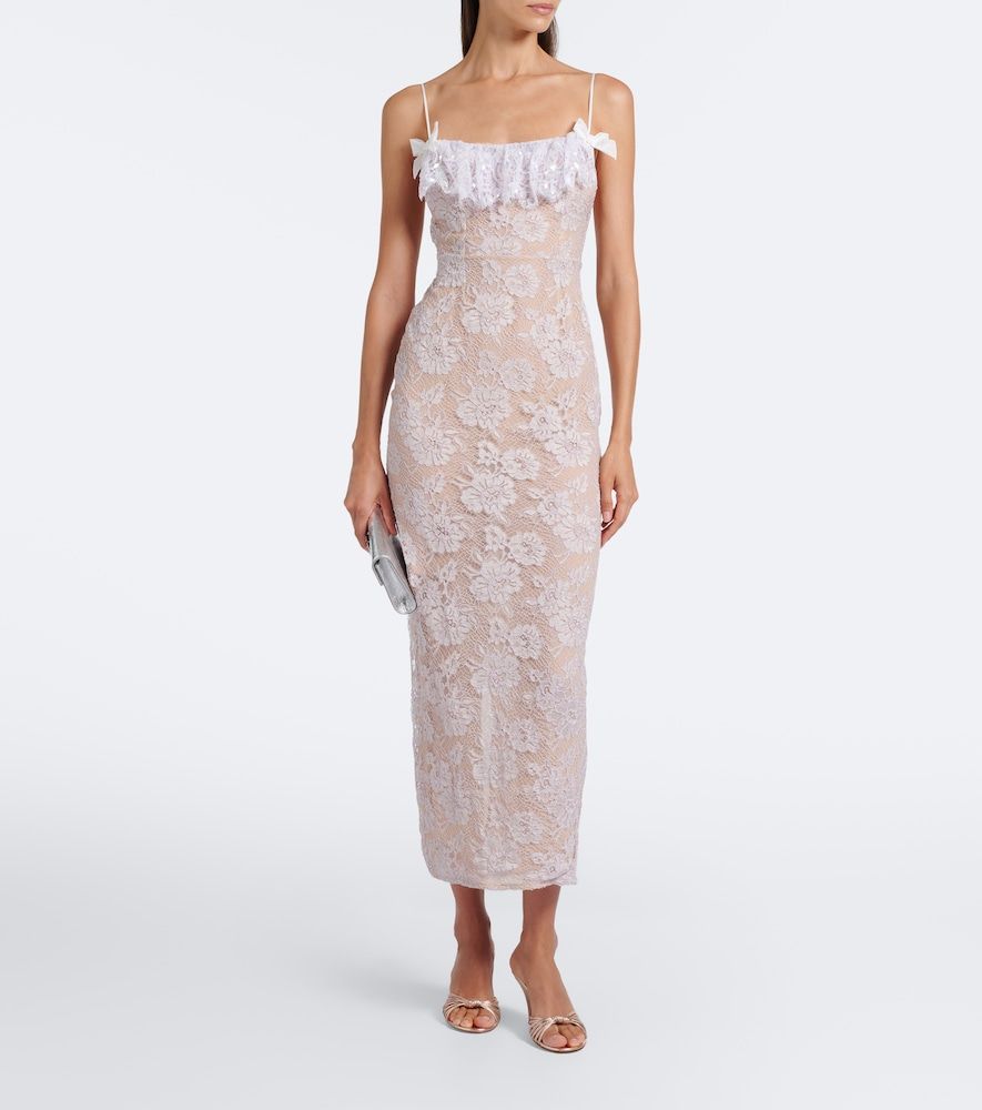 Abito sottoveste in pizzo con paillettes - Alessandra Rich - Modalova