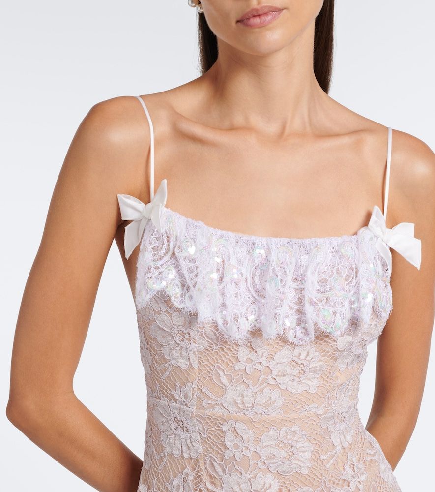 Abito sottoveste in pizzo con paillettes - Alessandra Rich - Modalova