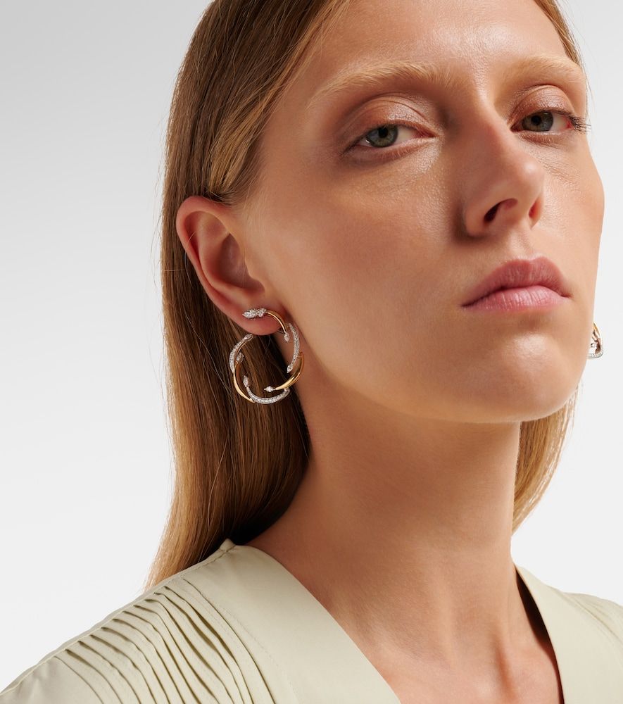 Pendientes Golden Strada de oro amarillo y blanco de 18 ct con diamantes - Yeprem - Modalova