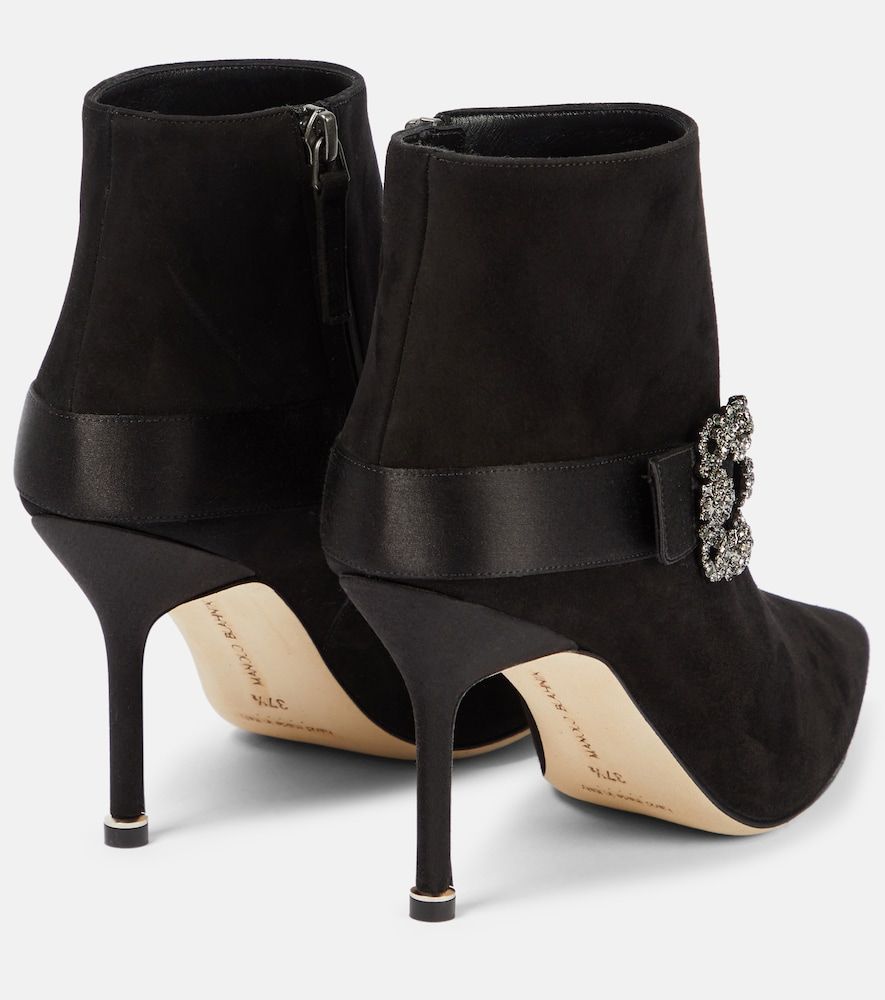 Verzierte Ankle Boots Plinianu 90 aus Veloursleder - Manolo Blahnik - Modalova
