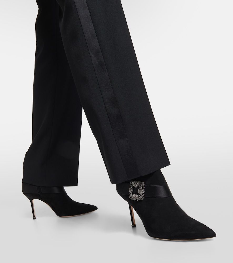 Verzierte Ankle Boots Plinianu 90 aus Veloursleder - Manolo Blahnik - Modalova