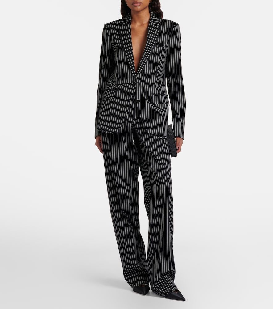 Pantalones rectos de lana y algodón a rayas - Tom Ford - Modalova