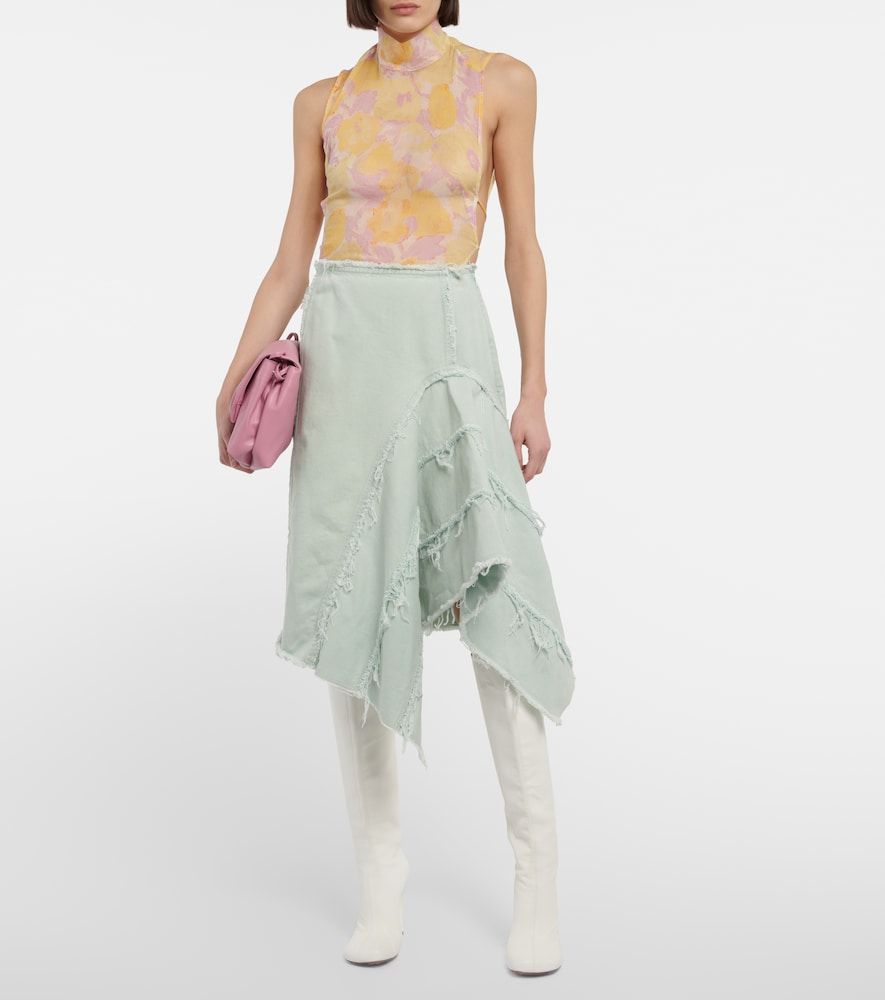Falda midi en denim desgastado - Dries Van Noten - Modalova
