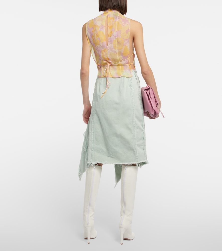 Falda midi en denim desgastado - Dries Van Noten - Modalova
