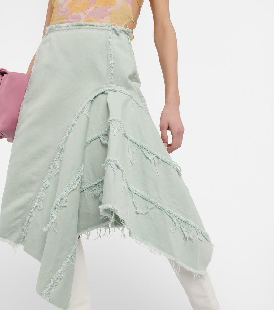 Falda midi en denim desgastado - Dries Van Noten - Modalova