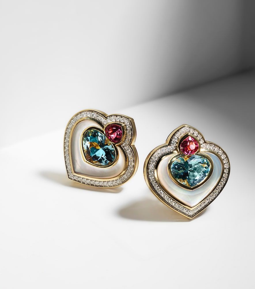 Popillia 18kt gold clip-on earrings with gemstones - Marina B - Modalova