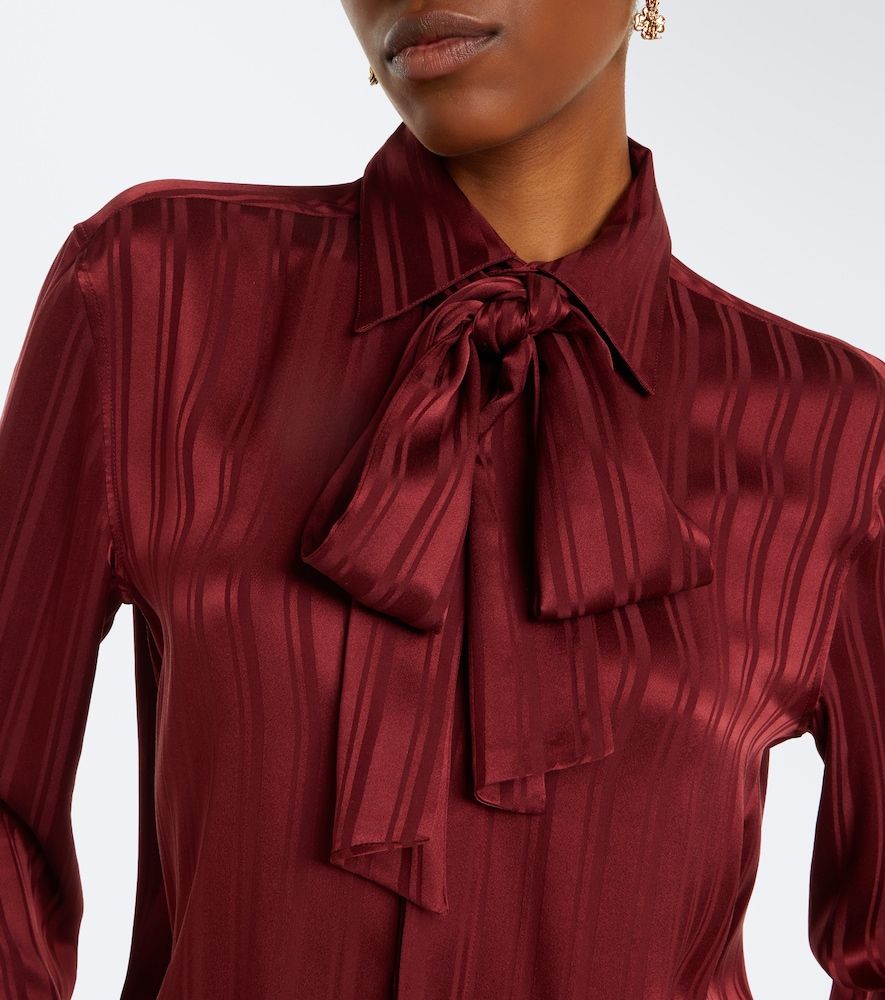 Striped tie-neck silk jacquard blouse - Saint Laurent - Modalova