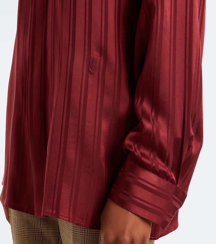 Striped tie-neck silk jacquard blouse - Saint Laurent - Modalova