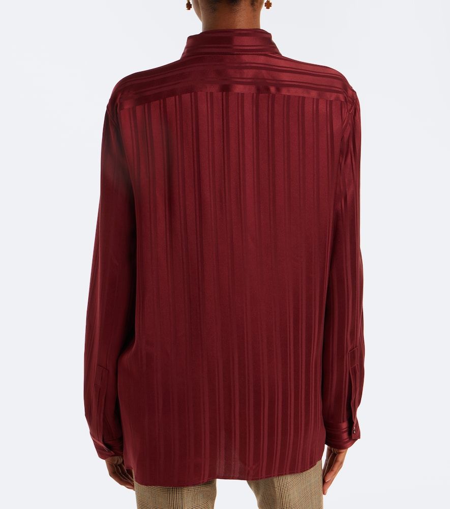 Striped tie-neck silk jacquard blouse - Saint Laurent - Modalova