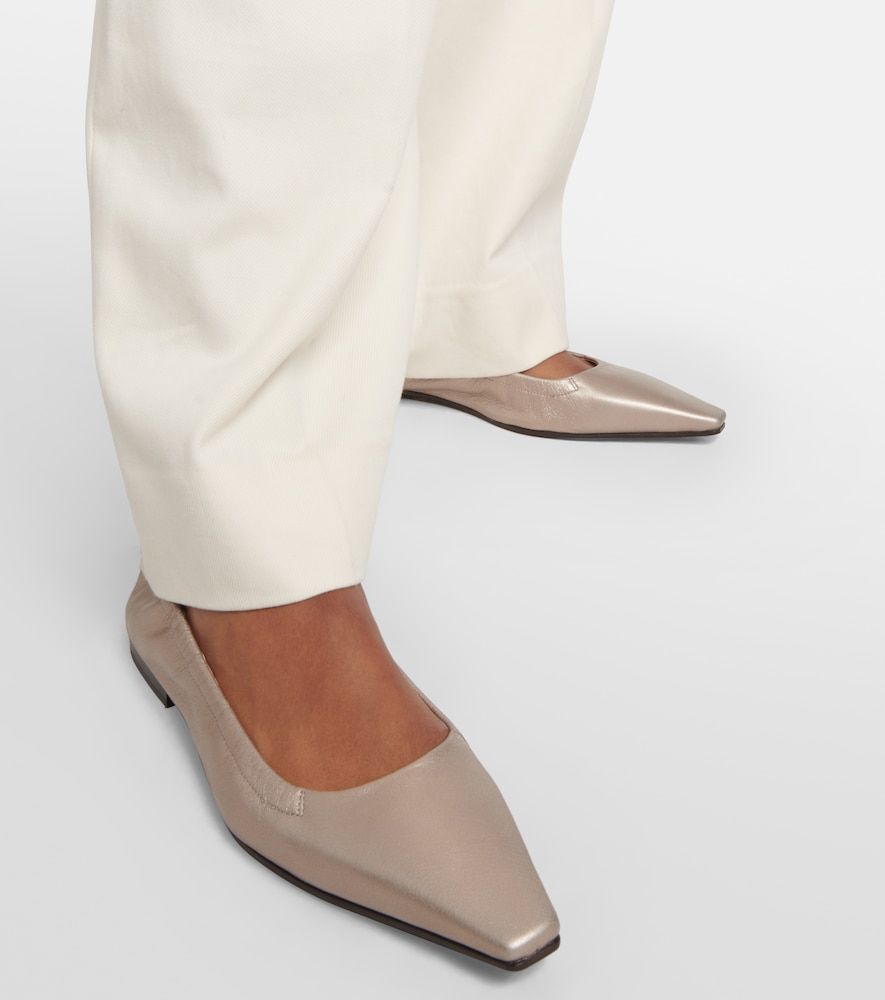 Metallic leather ballet flats - Brunello Cucinelli - Modalova