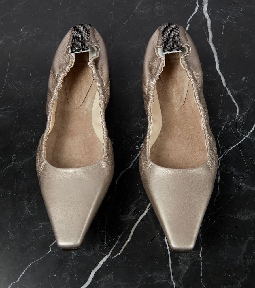 Metallic leather ballet flats - Brunello Cucinelli - Modalova