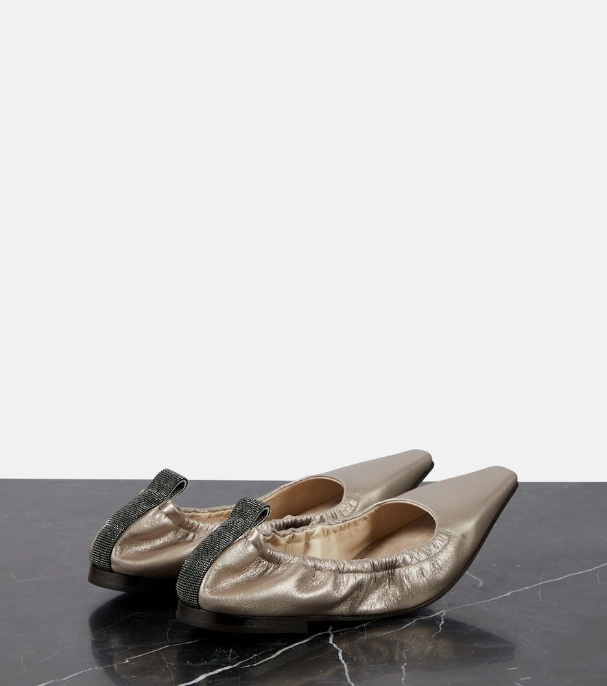 Metallic leather ballet flats - Brunello Cucinelli - Modalova