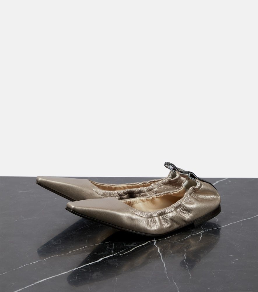 Metallic leather ballet flats - Brunello Cucinelli - Modalova