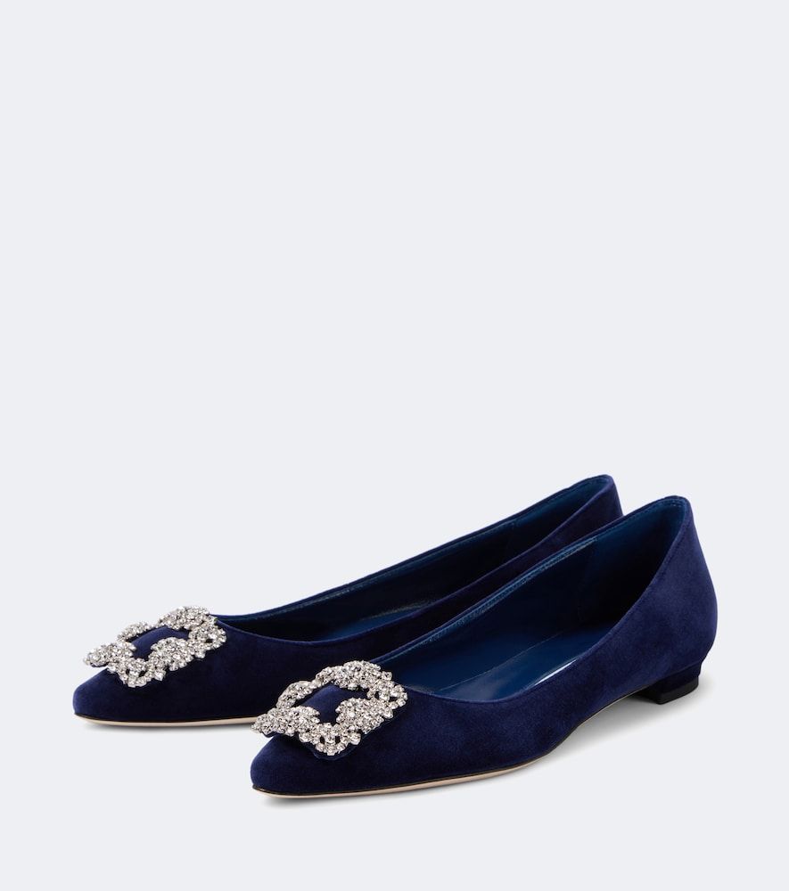 Ballerinas Hangisi aus Samt mit Kristallen - Manolo Blahnik - Modalova