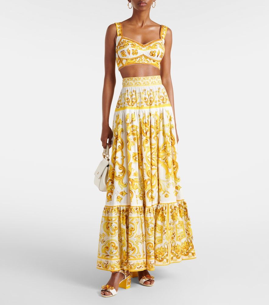 Crop top Majolica de popelín - Dolce&Gabbana - Modalova