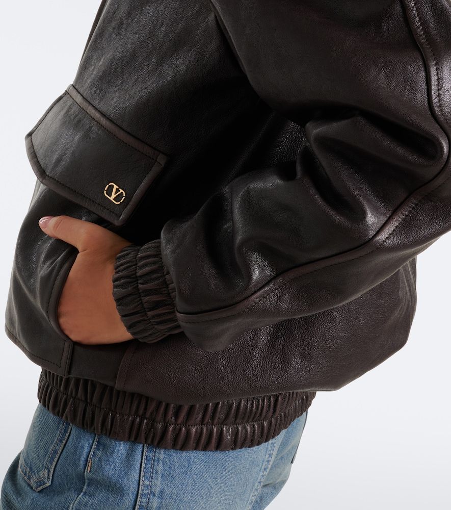 Caban shearling-trimmed leather bomber jacket - Valentino - Modalova