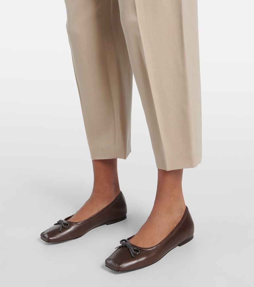 Monili bow-detail leather ballet flats - Brunello Cucinelli - Modalova