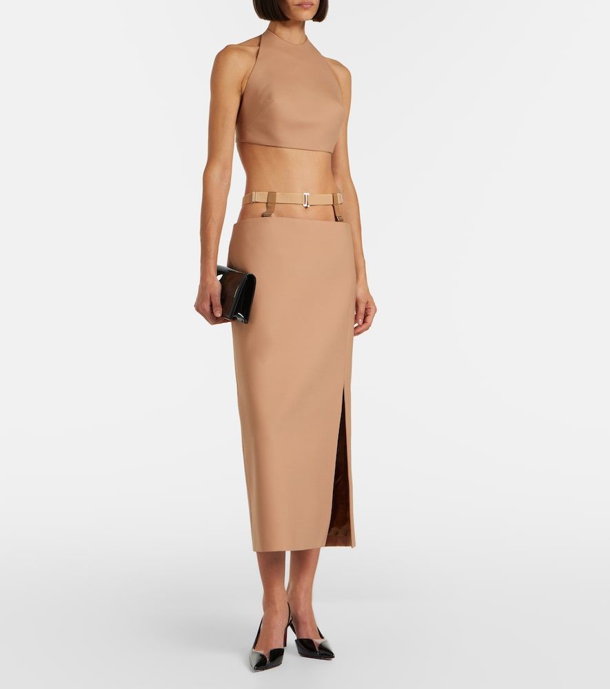 Cutout wool-blend pencil skirt - Mugler - Modalova