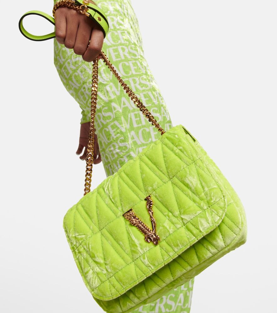 Borsa a spalla Virtus Small in velluto - Versace - Modalova