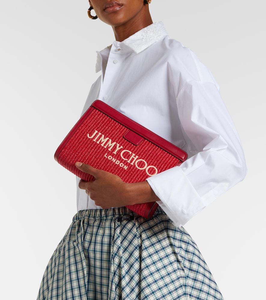 Clutch Avenue Small aus Raffiabast mit Leder - Jimmy Choo - Modalova