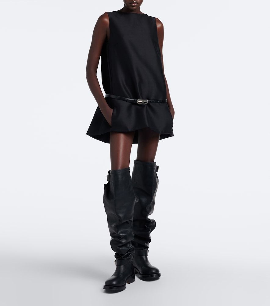 Abito corto BB in lana e seta con cintura - Balenciaga - Modalova