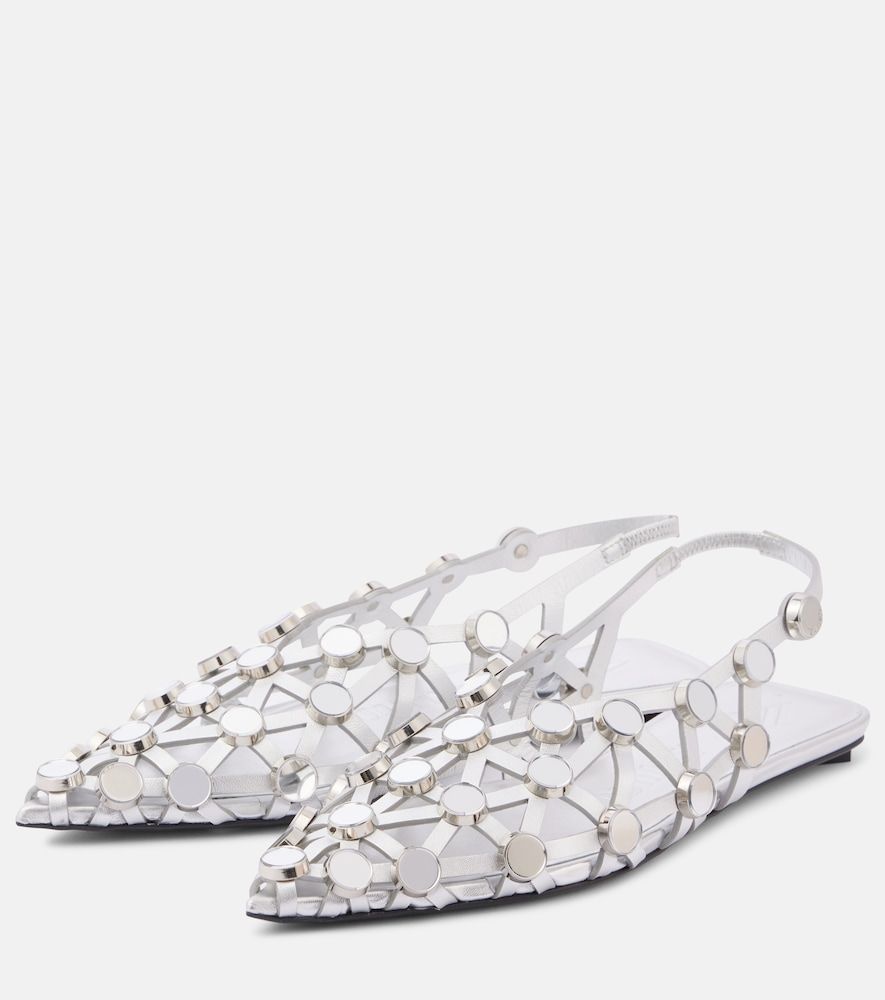 Verzierte Slingback-Ballerinas Grid aus Metallic-Leder - The Attico - Modalova