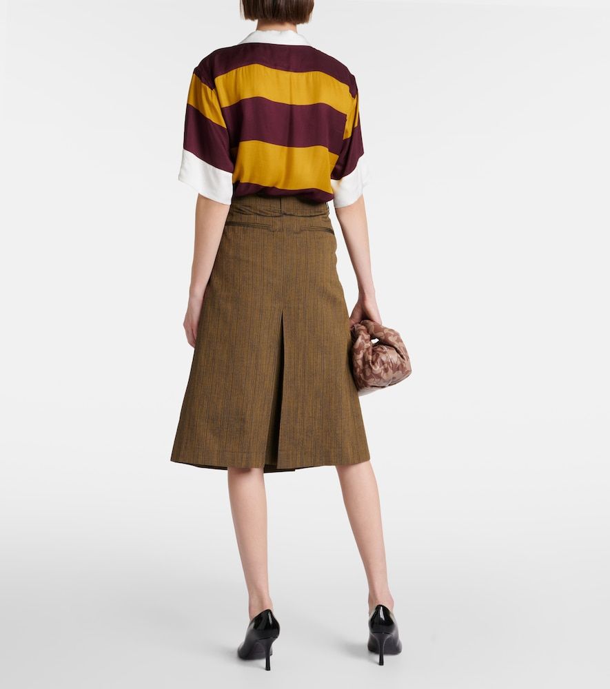 Falda midi en mezcla de algodón y seda - Dries Van Noten - Modalova