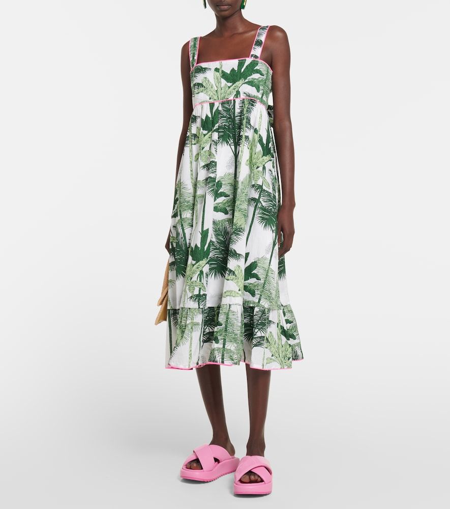 Vestido midi de algodón estampado - Juliet Dunn - Modalova