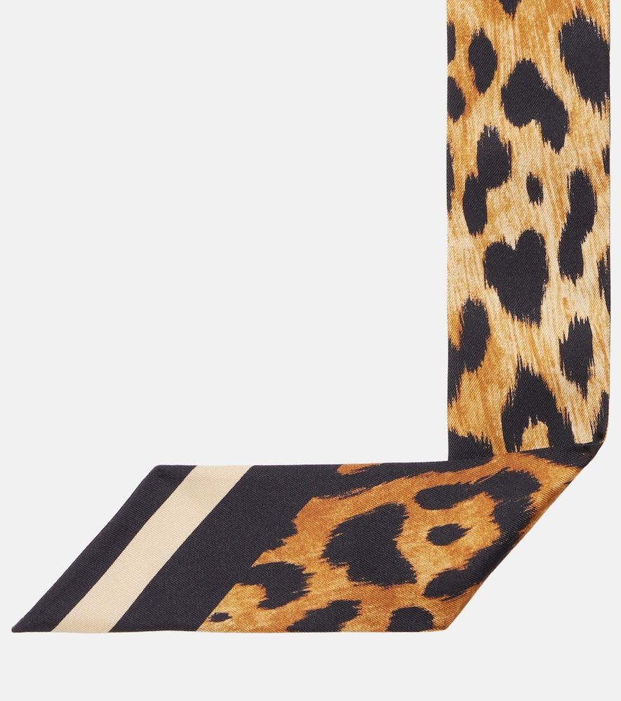 Leopard-print silk twill scarf - Gucci - Modalova