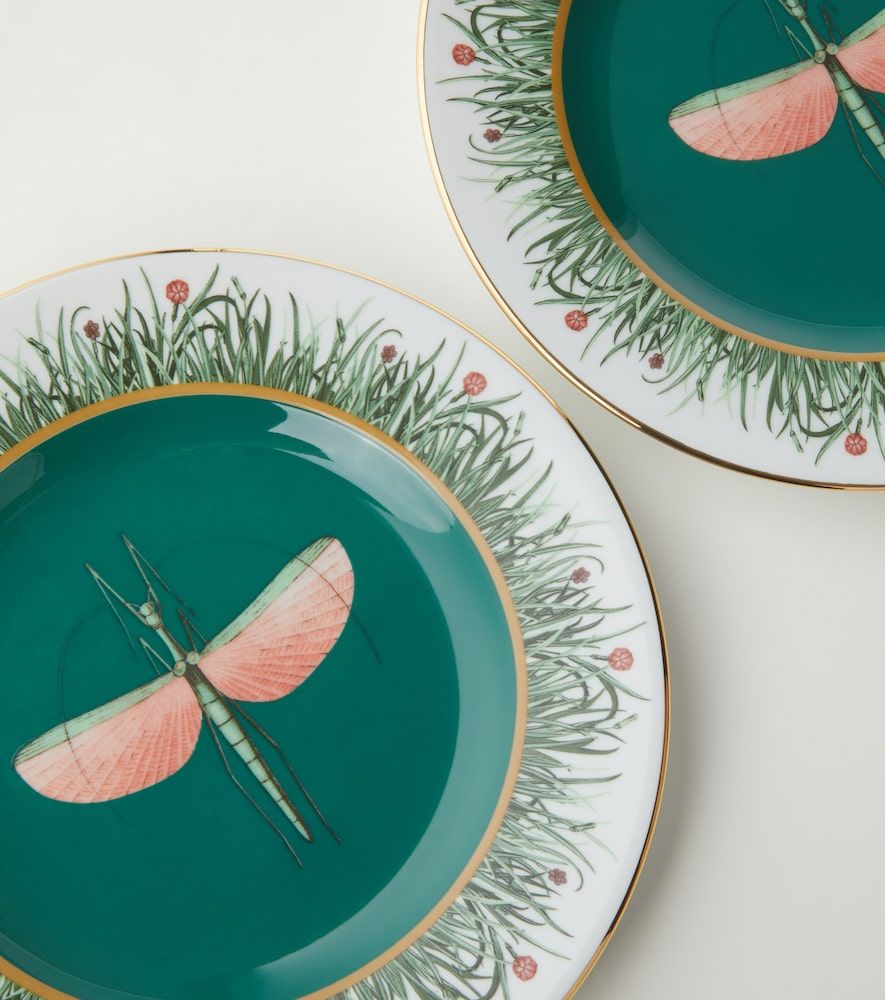 Set de 2 platos llanos Libellula de porcelana - La DoubleJ - Modalova