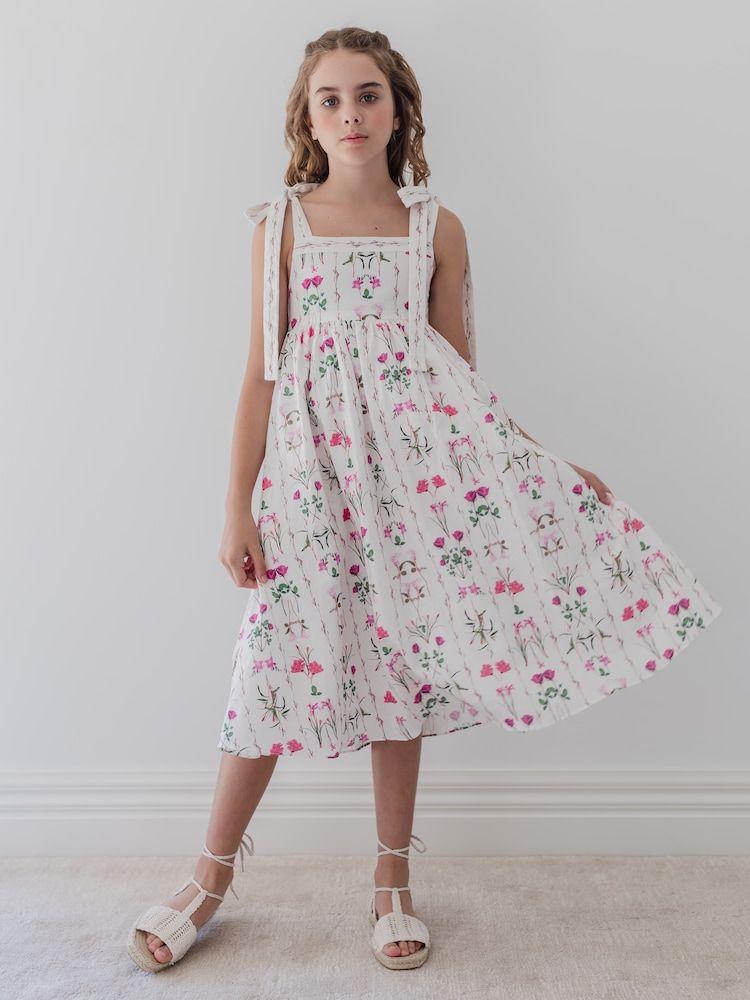 Vestido de algodón y lino floral - Petite Amalie - Modalova
