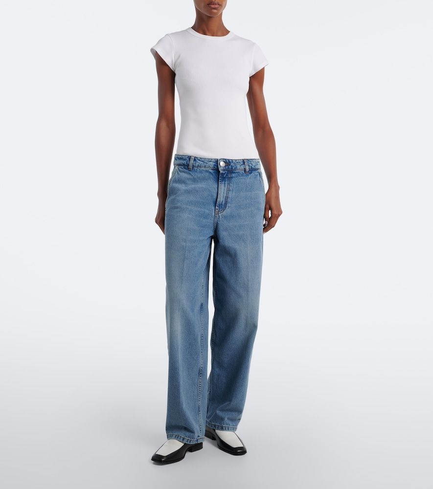 Jeans a gamba larga e vita media - Ami Paris - Modalova