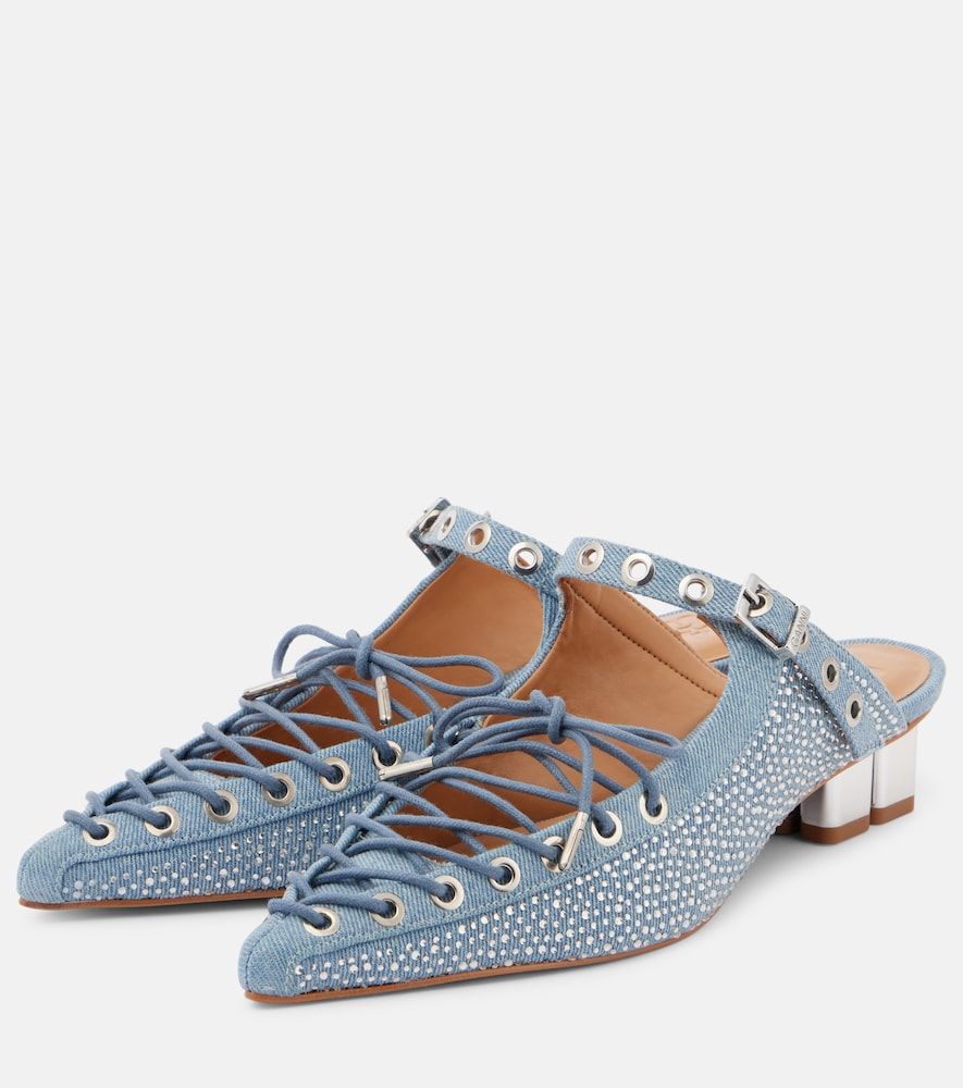 Ganni Mules de denim acordonados - Ganni - Modalova