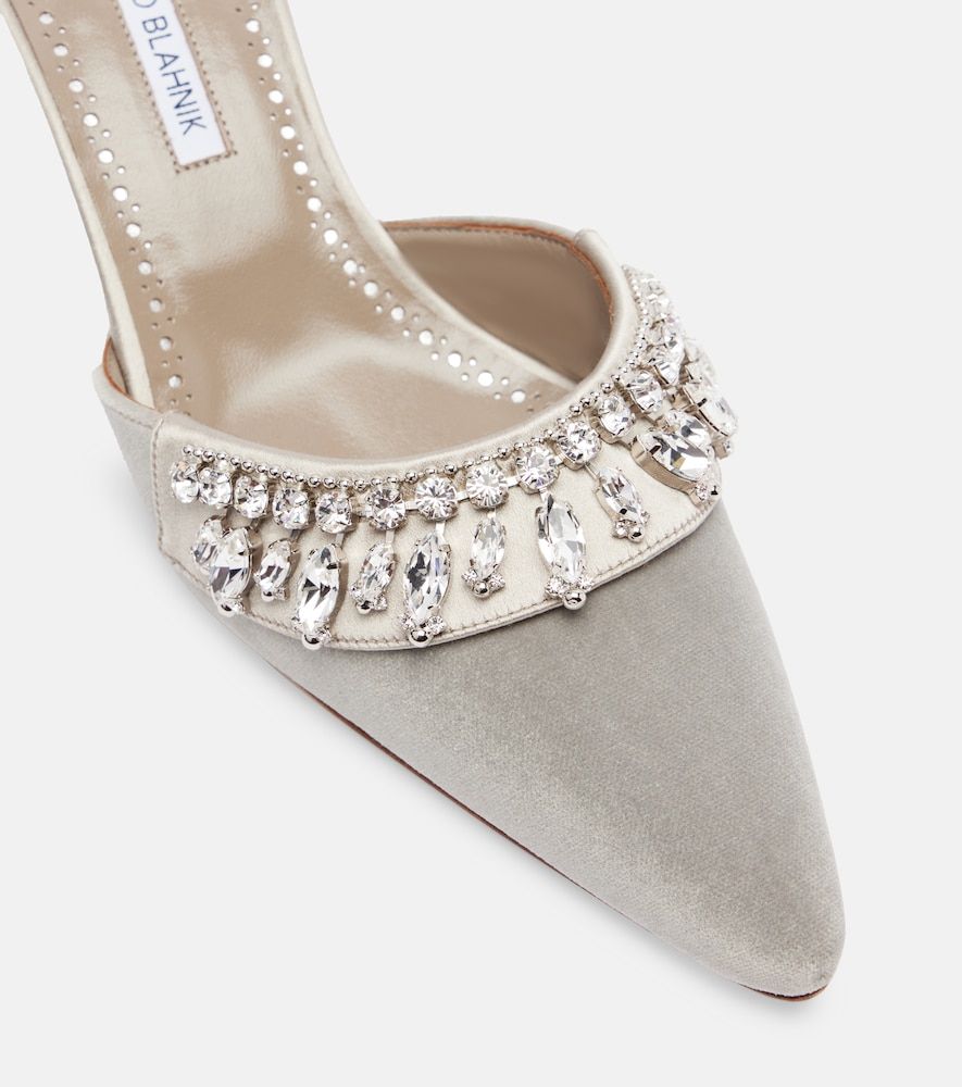 Verzierte Mules Tulipe 50 aus Samt - Manolo Blahnik - Modalova