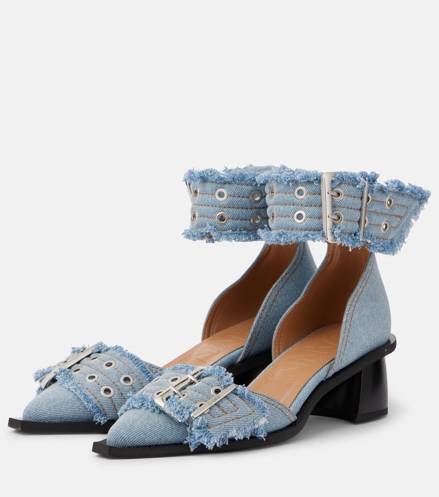 Pumps Feminine Buckle in denim - Ganni - Modalova