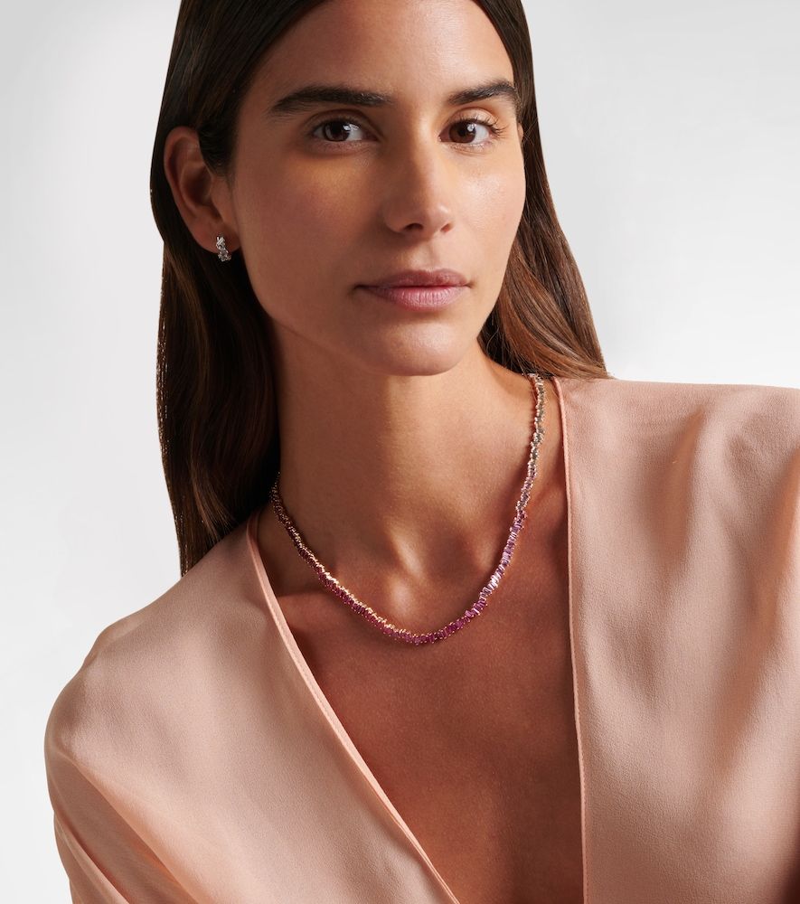 Bold 18kt rose tennis necklace with pink sapphires and diamonds - Suzanne Kalan - Modalova