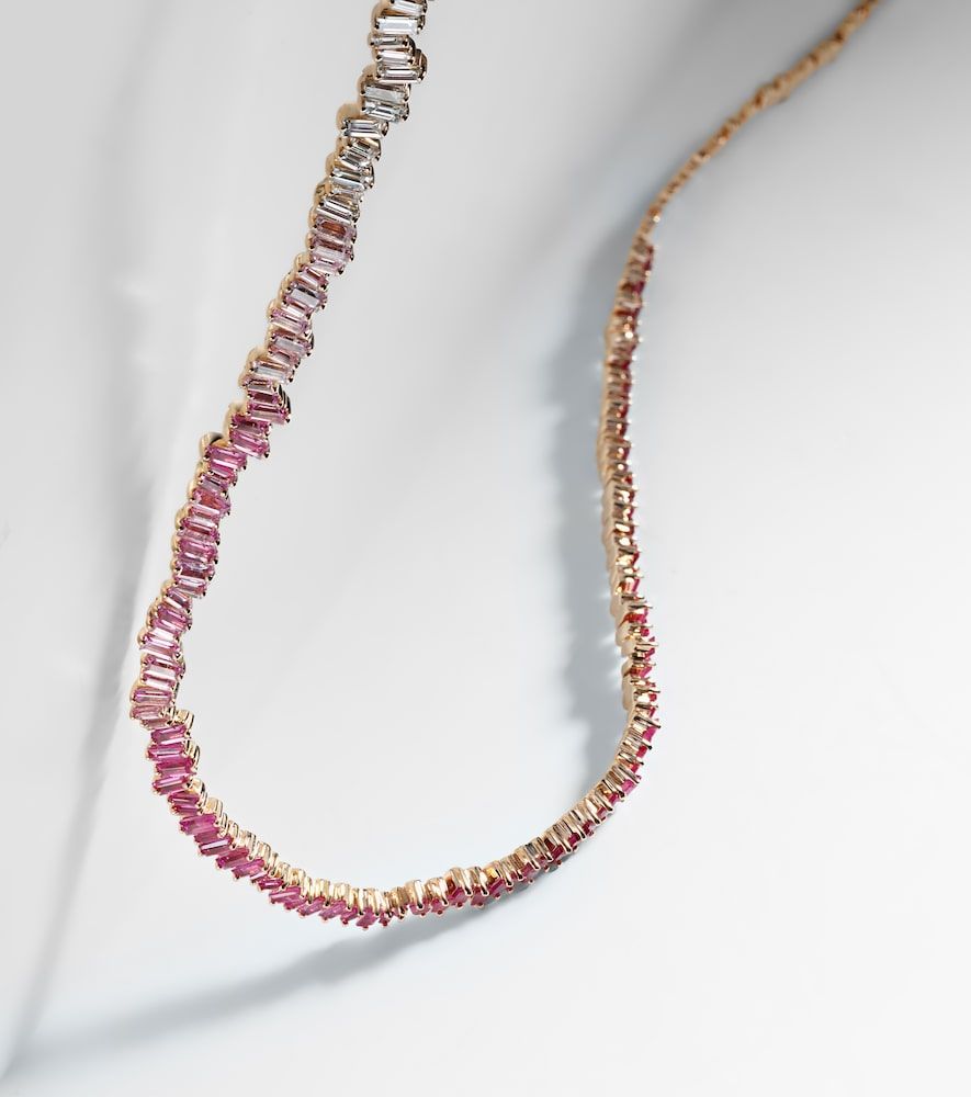 Bold 18kt rose tennis necklace with pink sapphires and diamonds - Suzanne Kalan - Modalova