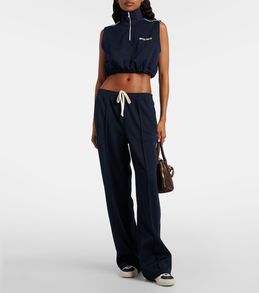 Miu Miu Crop top de jersey con logo - Miu Miu - Modalova