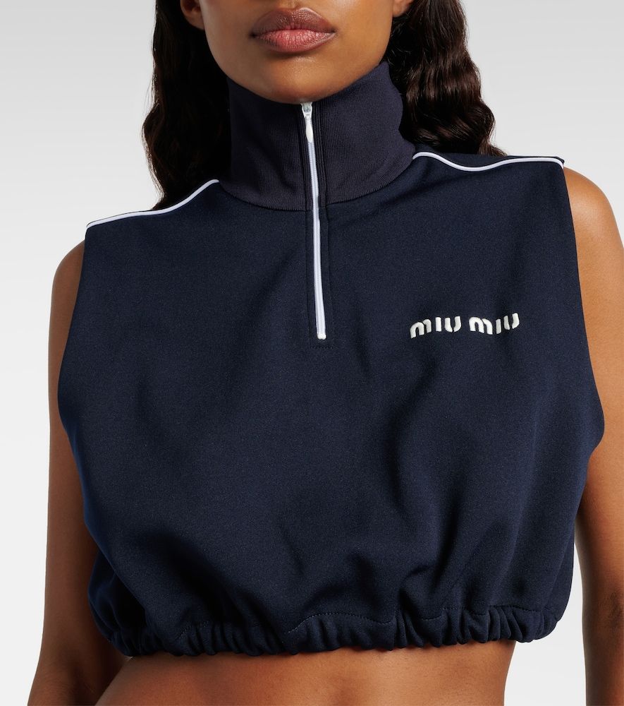 Miu Miu Crop top de jersey con logo - Miu Miu - Modalova