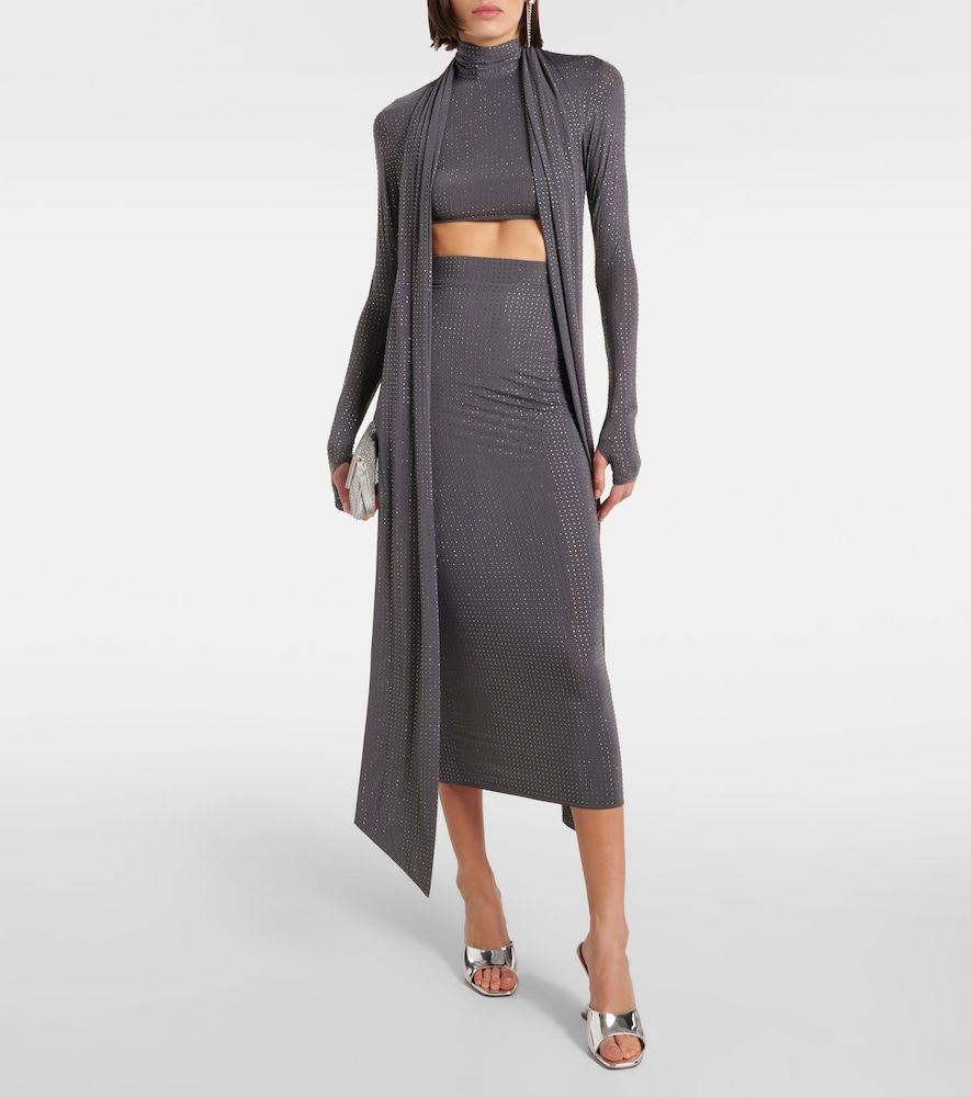 Embellished jersey midi skirt - Alex Perry - Modalova