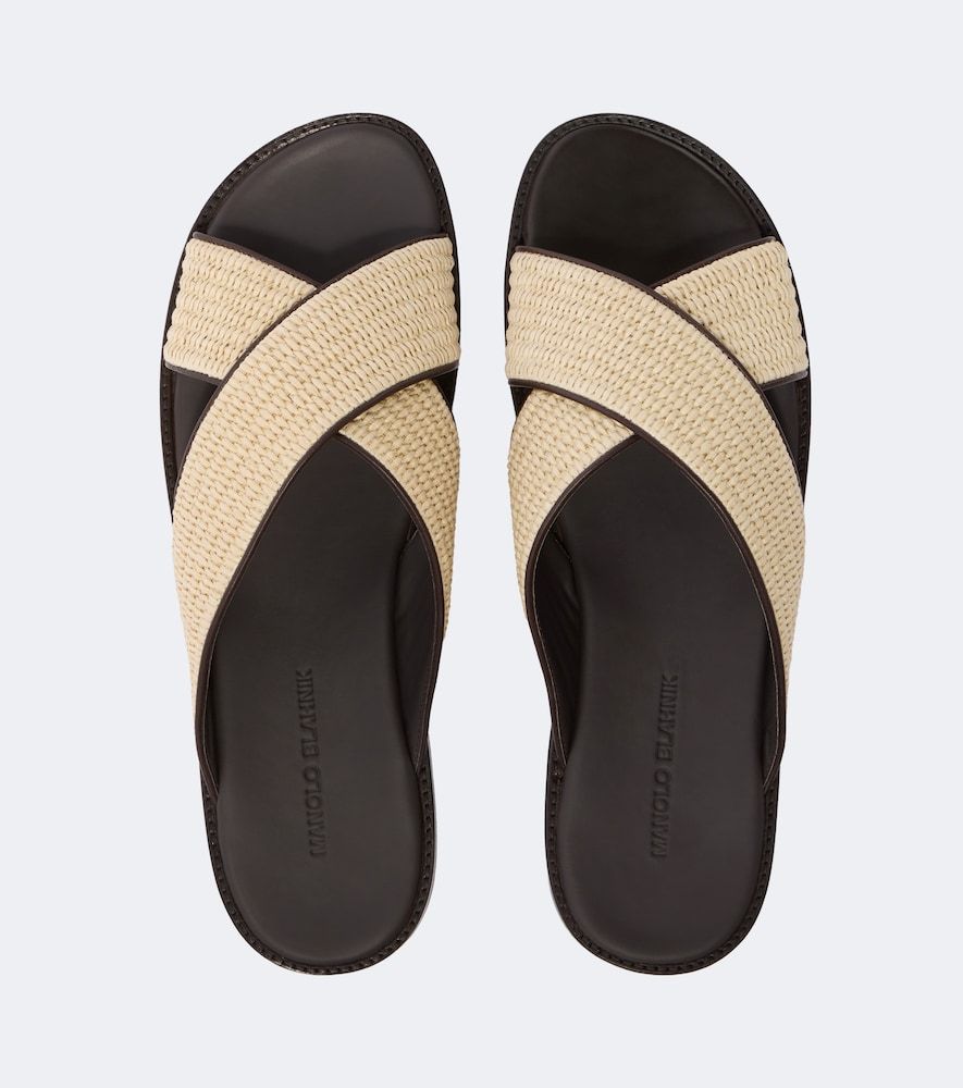 Sandalen Otawi aus Raffiabast mit Leder - Manolo Blahnik - Modalova