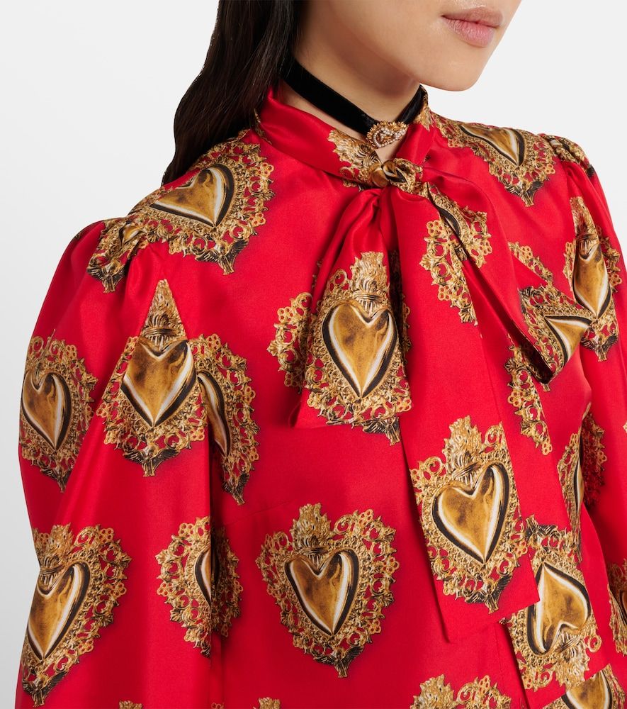 Printed tie-neck silk blouse - Dolce&Gabbana - Modalova