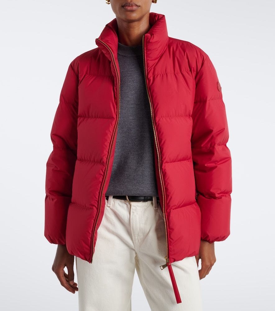 Moncler Leather-trimmed down jacket - Moncler - Modalova